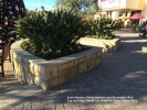 Santa Barbara Stone Squares and Rectangles Wall. Cap and Step Treads are Chiseled Edges. Paver Patio