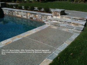 75-1_4”-Noiyo-Pebble-25-‘Salmon-Bay’-Exposed-Aggregate-Grey-Gold-Quartzite-Flagstone-Flatwork-Kennesaw-Ledgestone-Walls-jeffwortham